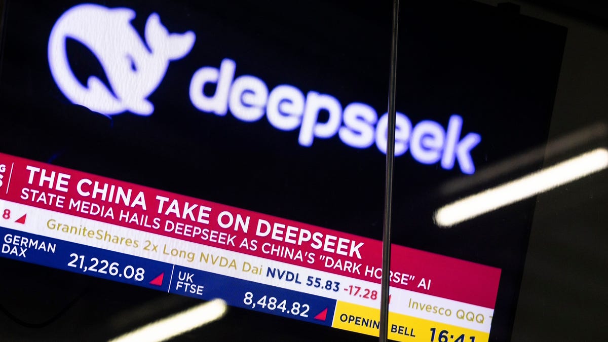 Tech stock prices declining, highlighting the impact of AI competition from DeepSeek